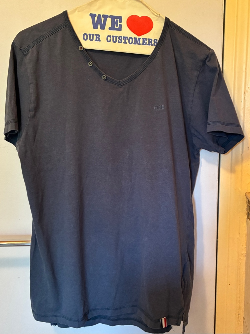 Men's Short Sleeve V-Neck Tee in Slate Blue